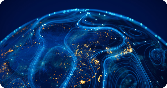 Global network of light trails connecting across the Earth