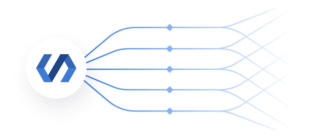 Abstract illustration of ibanq connecting to multiple systems via API